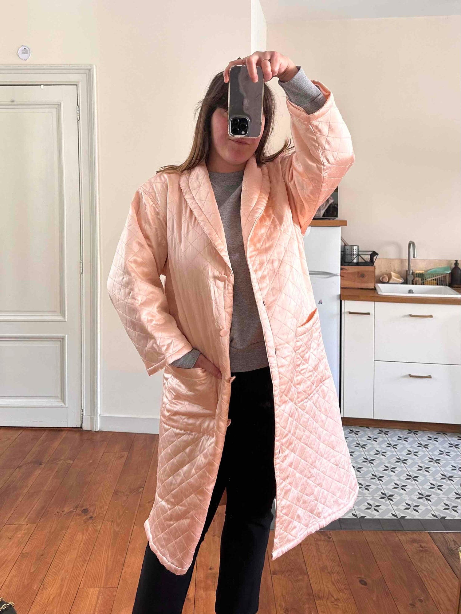 Manteau matelassé en soie