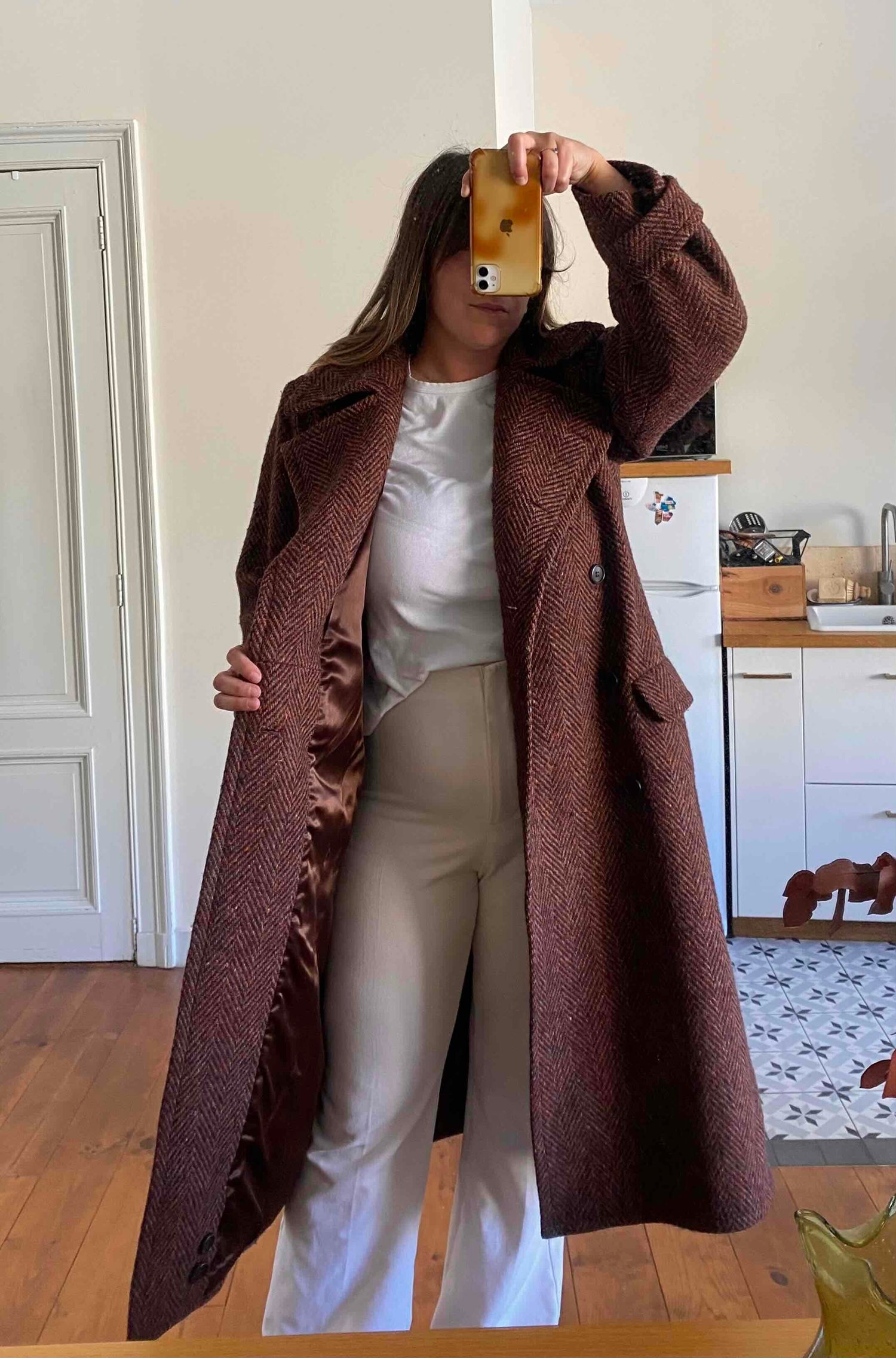 Manteau chevrons Yves Saint Laurent