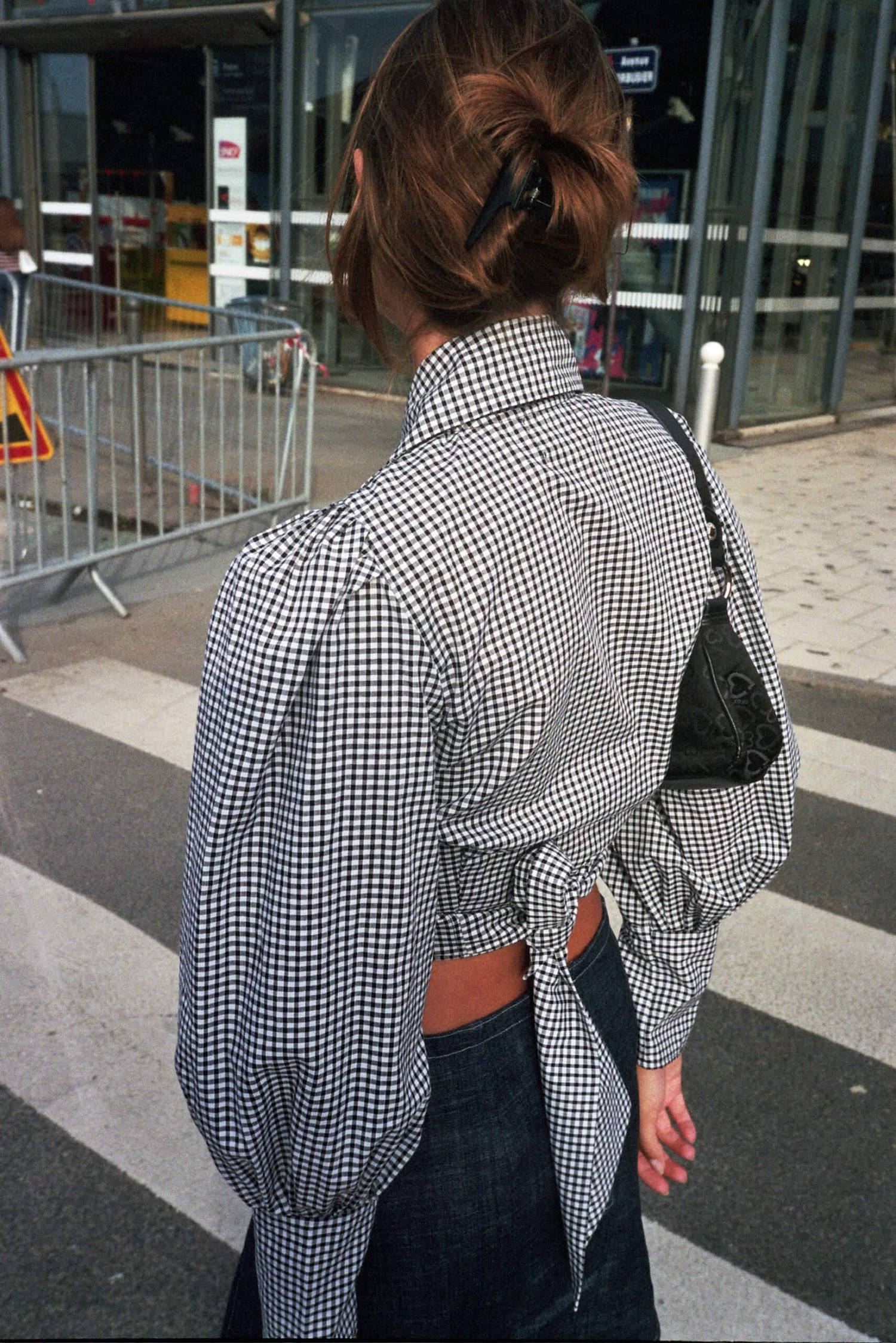 Blouse En Coton Vichy Noir Julie