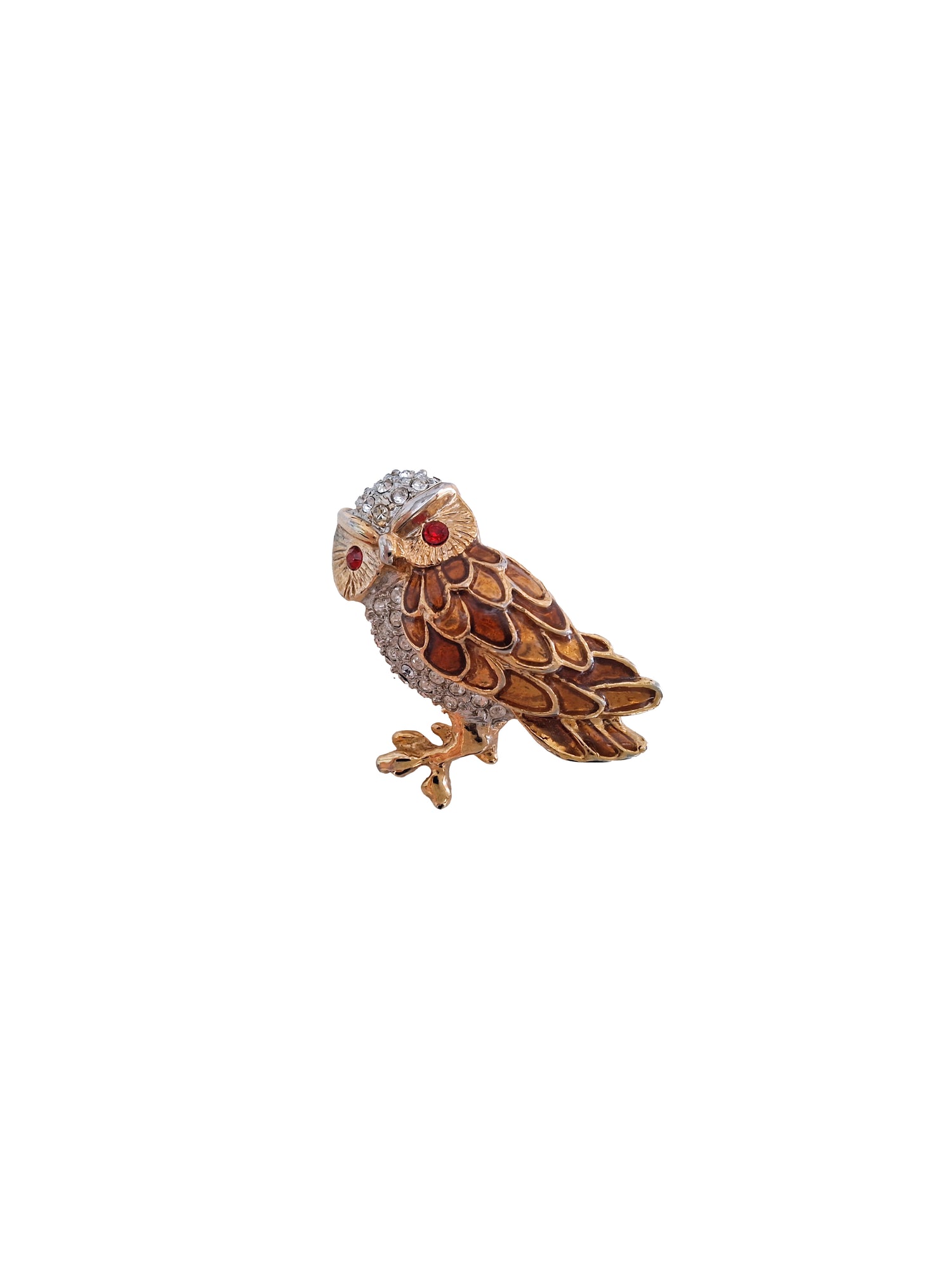Broche hibou en métal doré