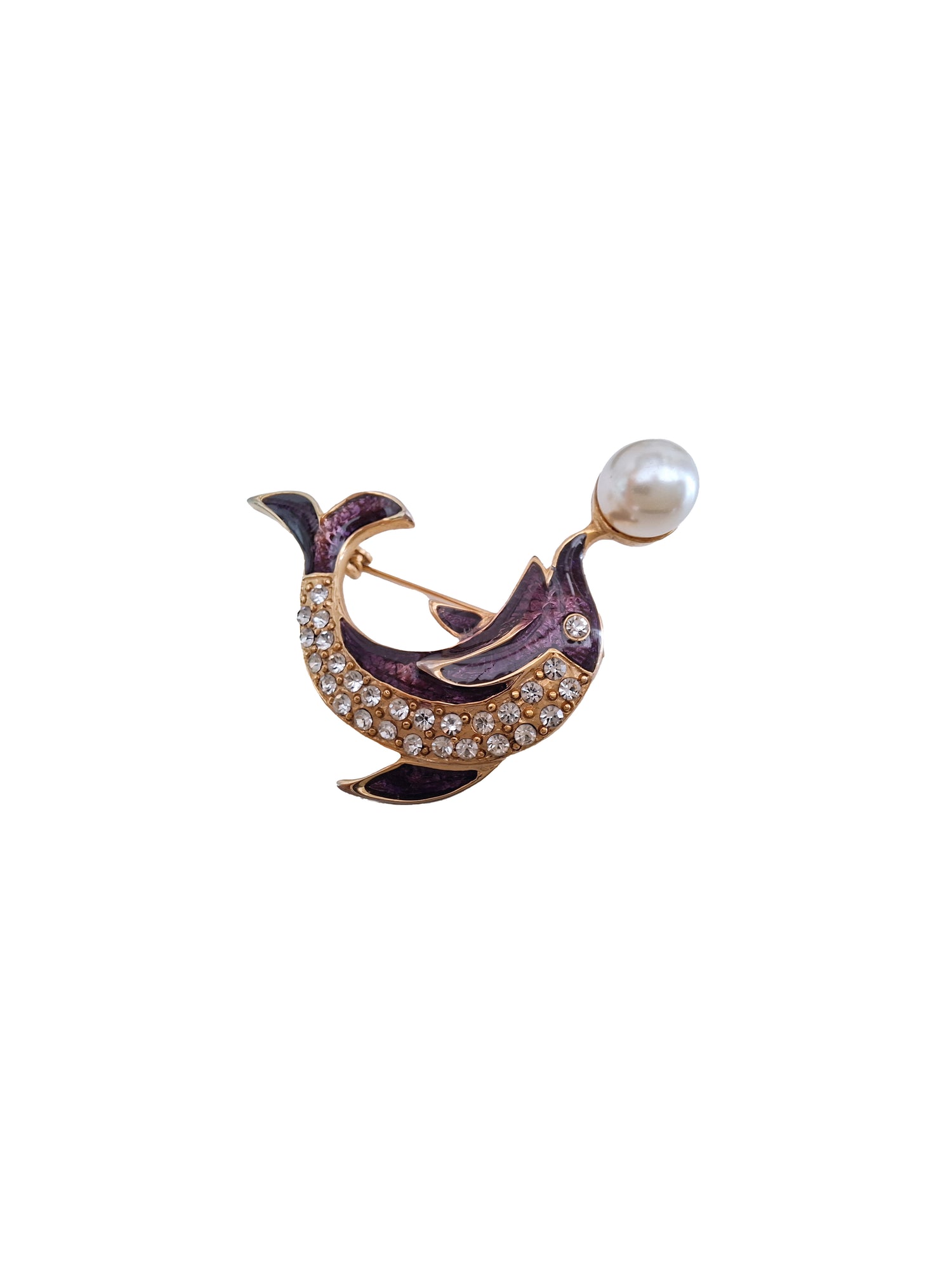Broche Dauphin en métal doré