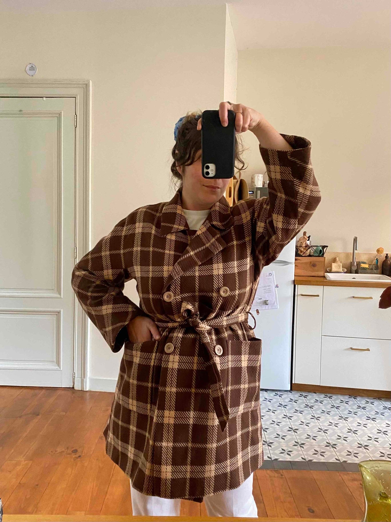 Manteau saharienne à carreaux