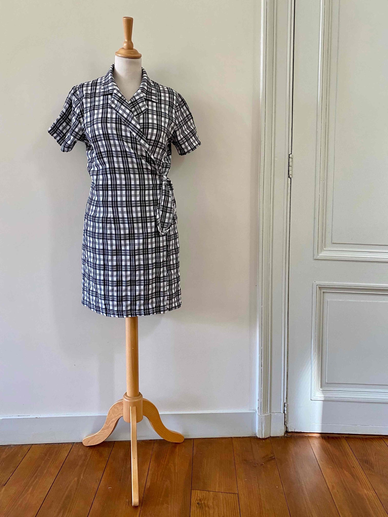 Checkered wrap dress