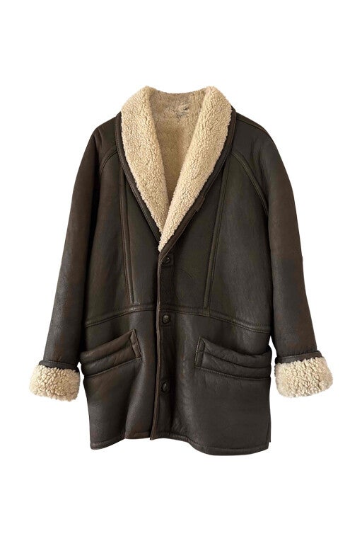 Wool-lined leather coat