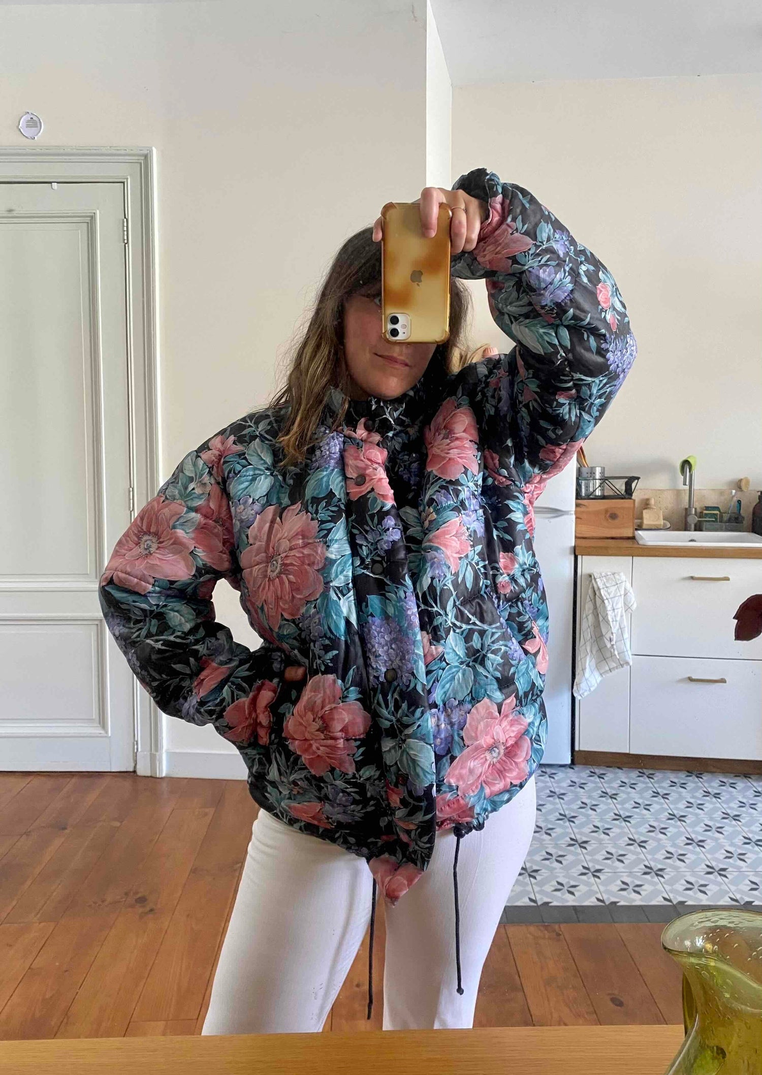 Floral puffer jacket
