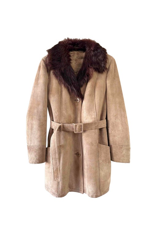 Wool-lined leather coat