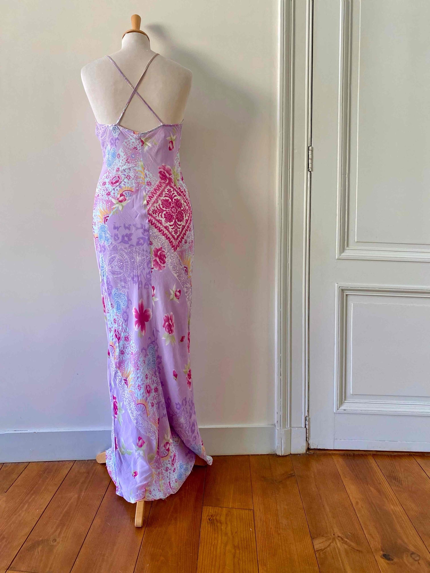 Backless patchwork dress