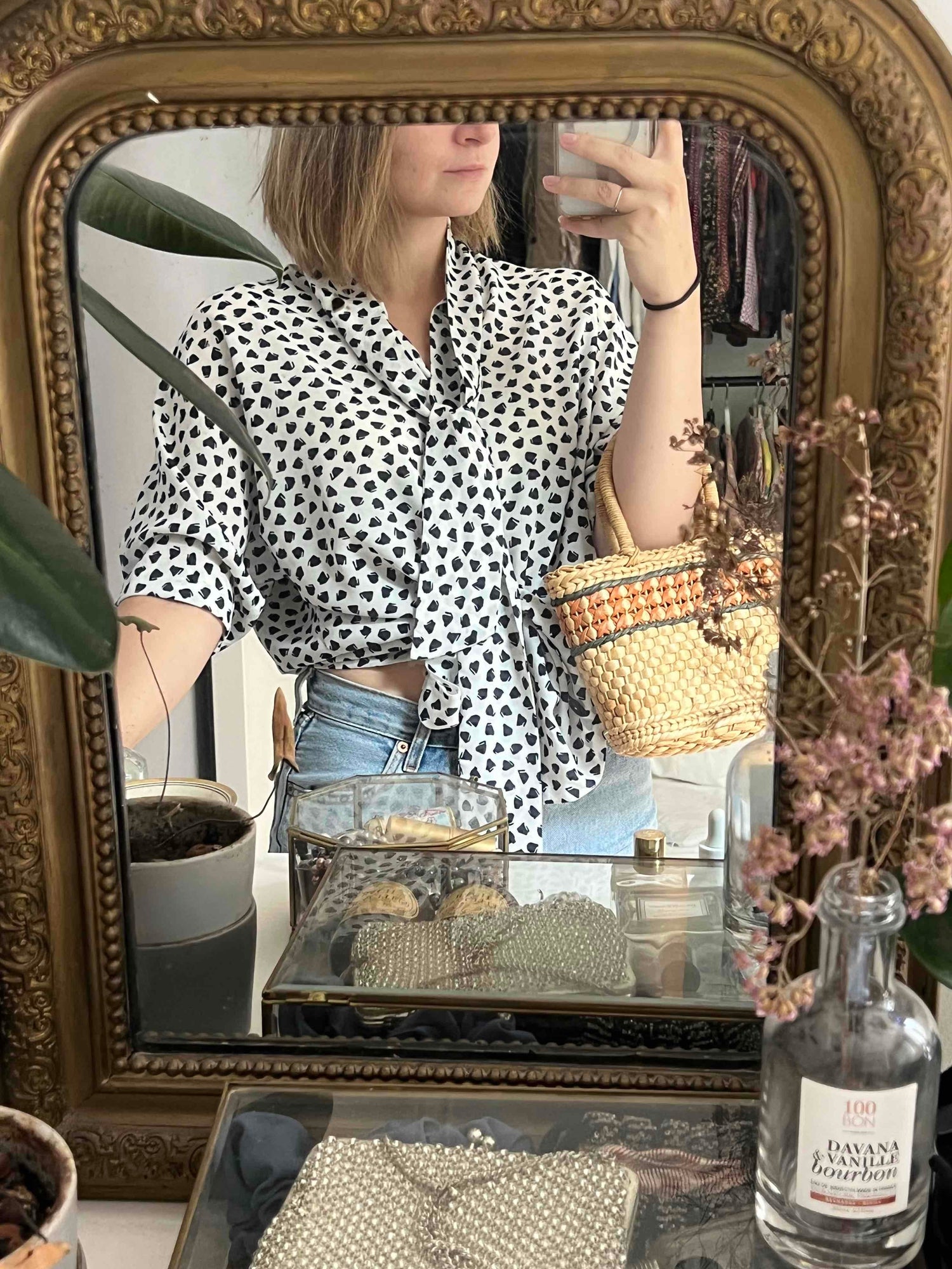 90's printed blouse