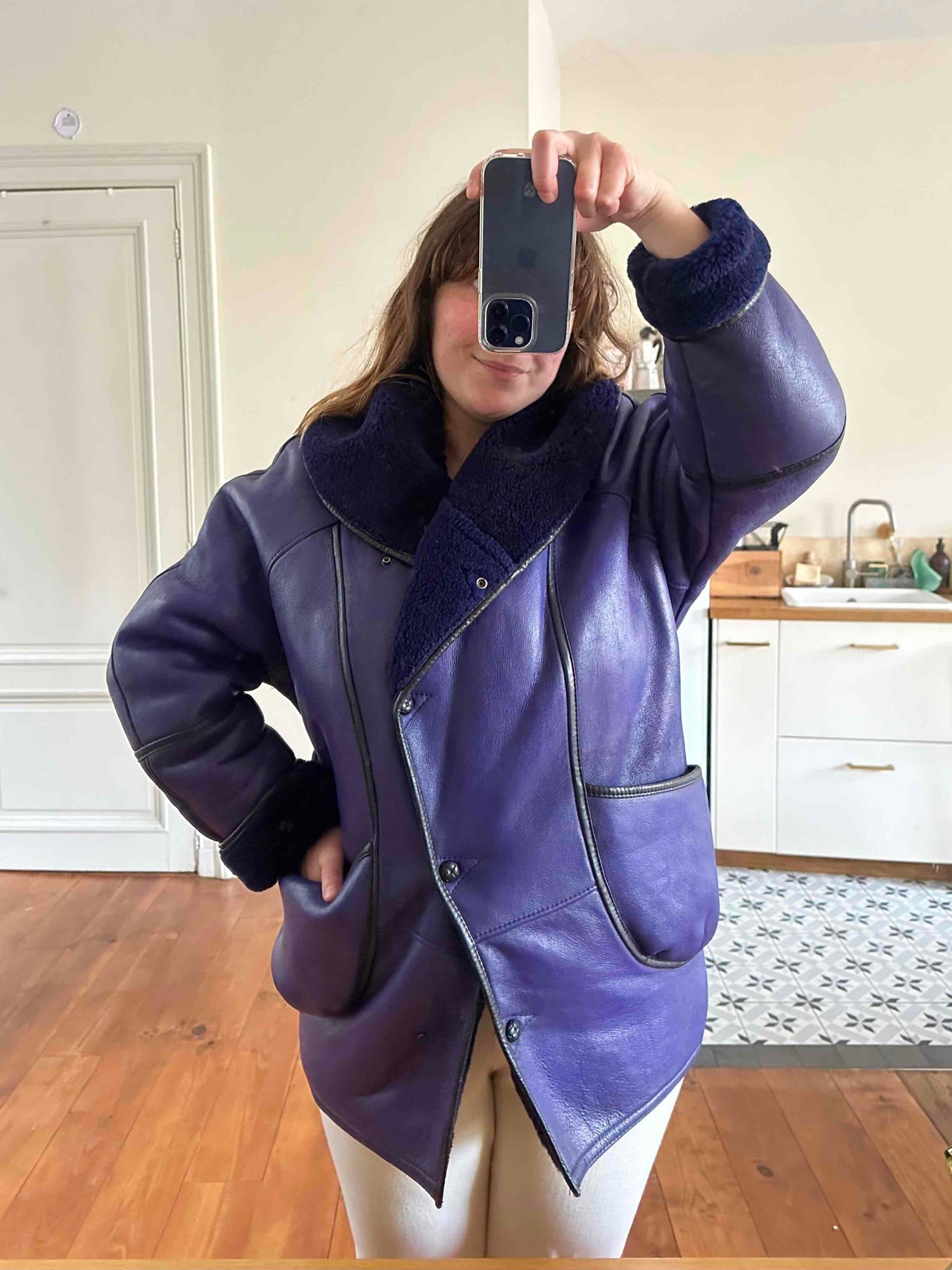 Manteau en peau lainée