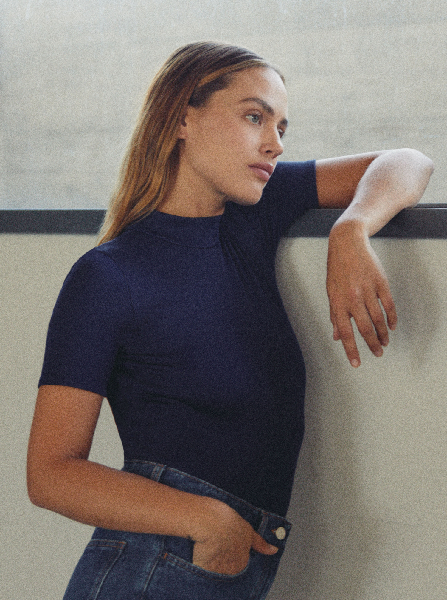 Body Blue Steel Open Back Manches Courtes