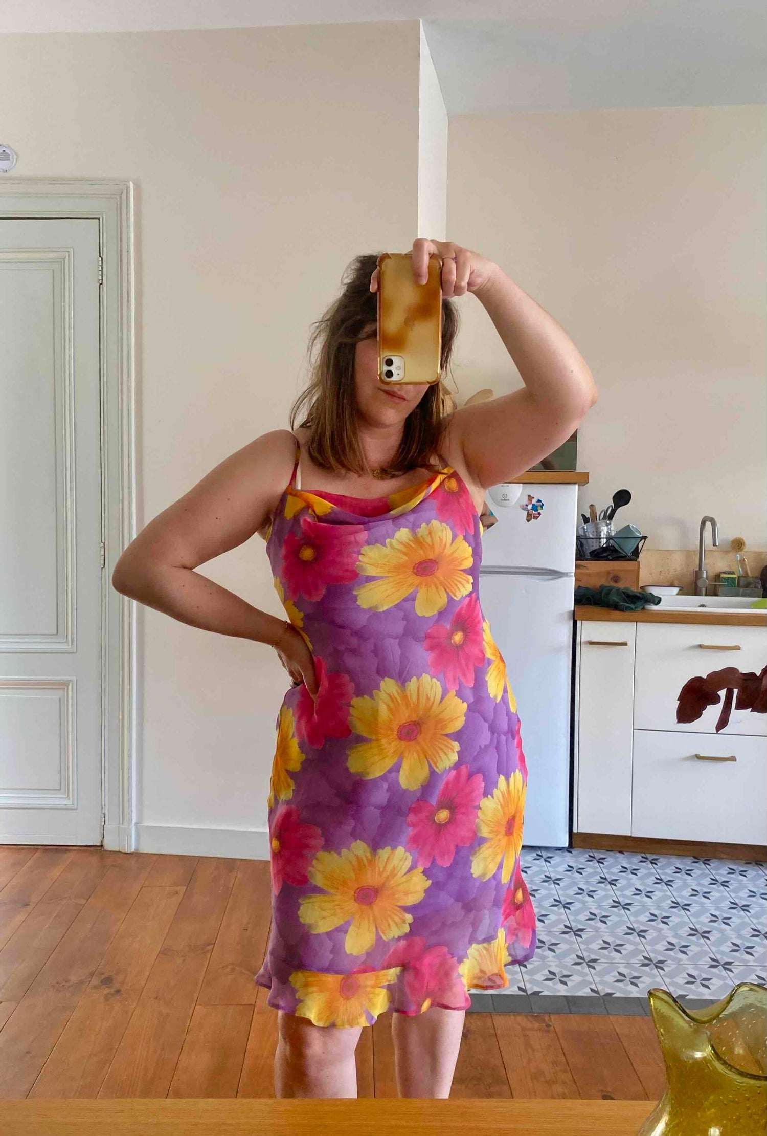 Robe midi à fleurs