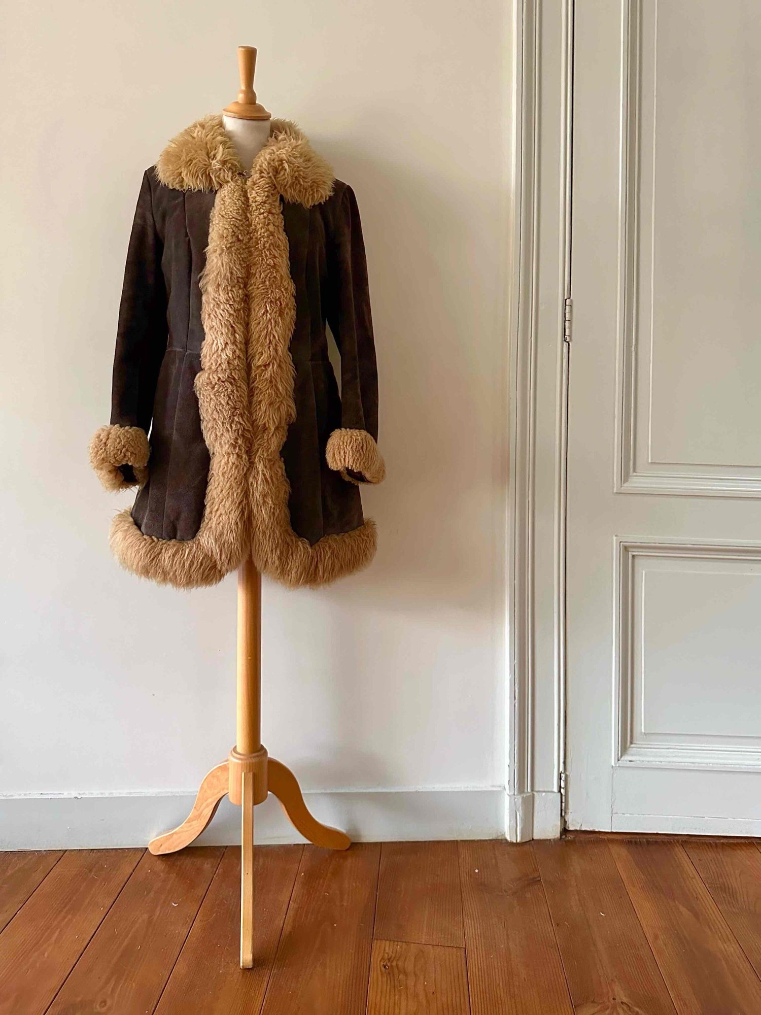 Wool-lined leather coat