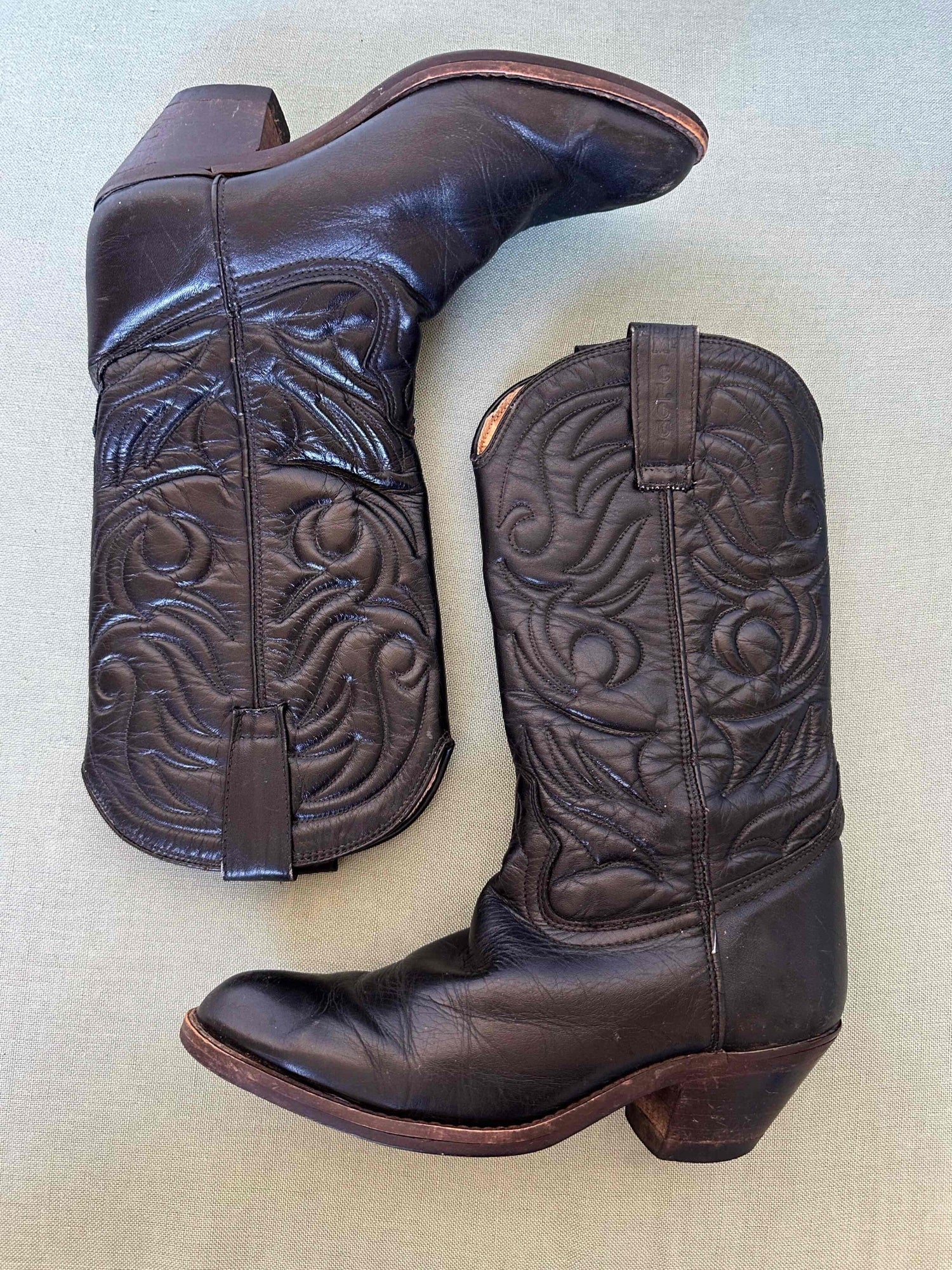 Leather cowboy boots