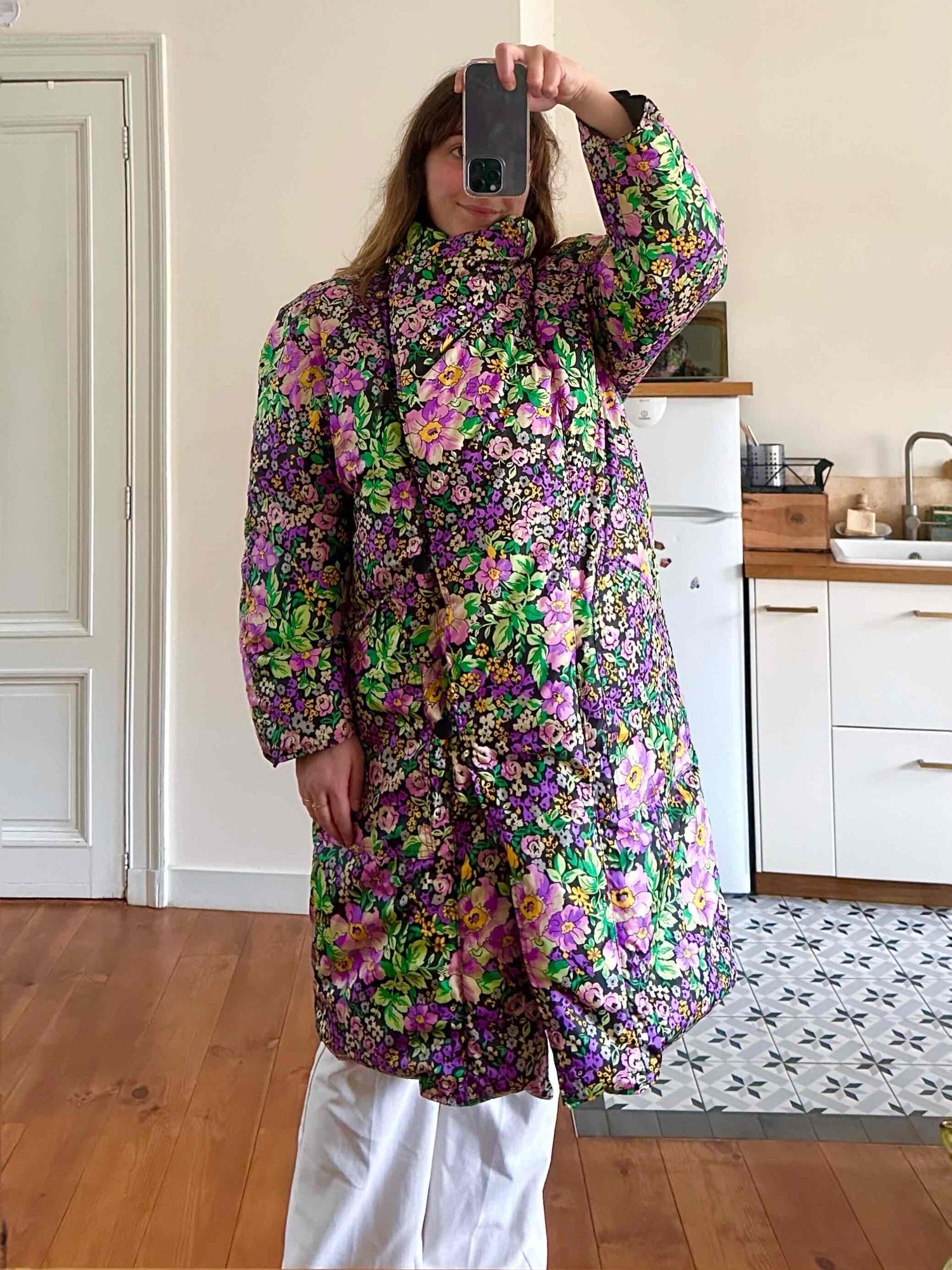 Doudoune réversible à fleurs