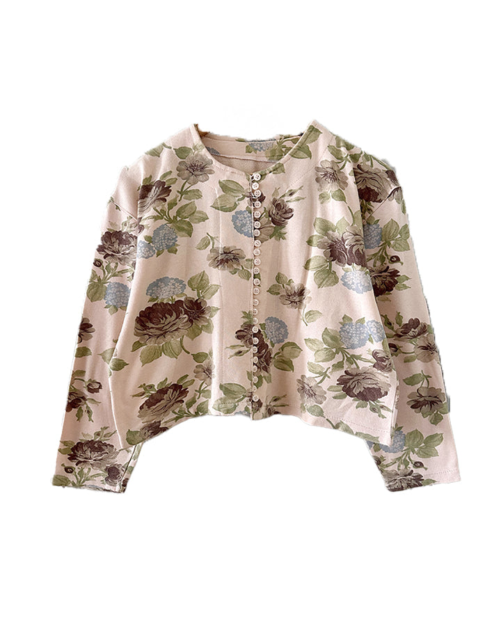 Cardigan molleton à fleurs