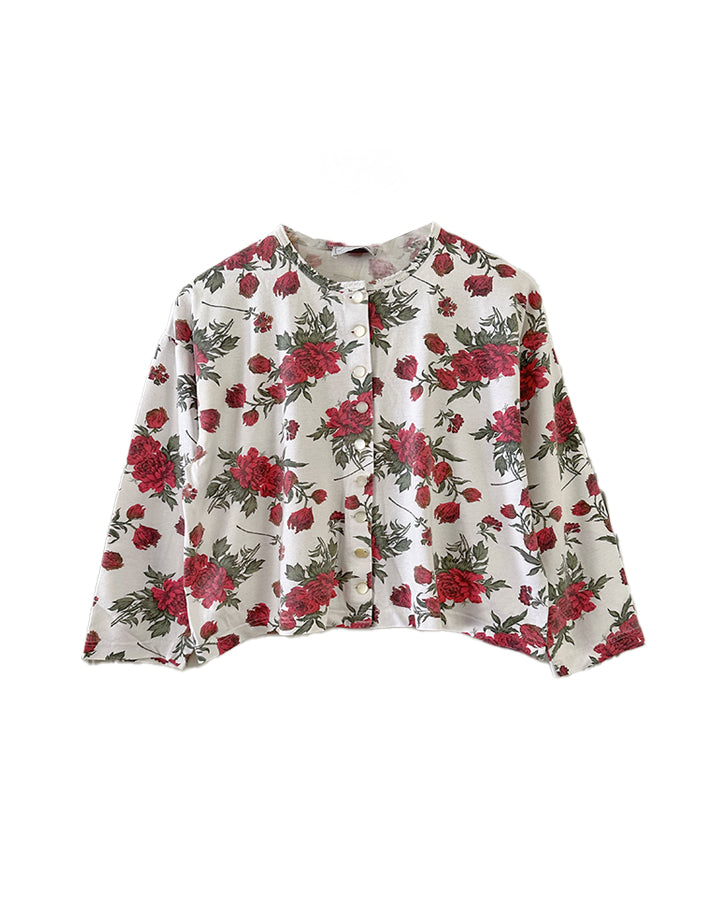 Cardigan coton à fleurs