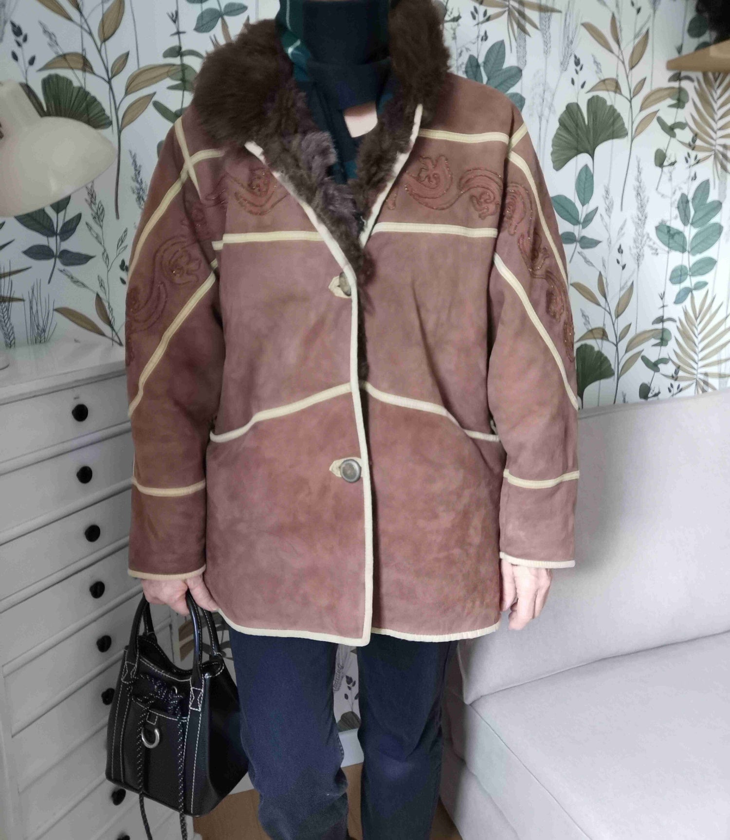 Wool-lined leather coat