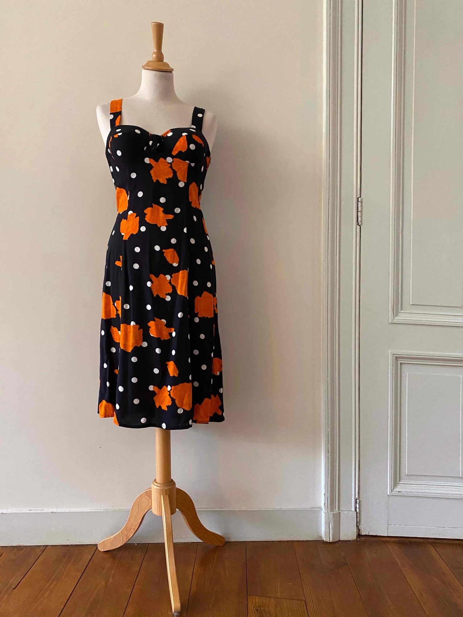 Polka dot and floral mini dress