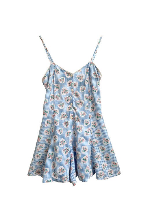 Combi-short vichy à fleurs