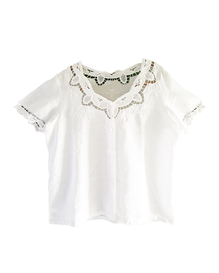 Top à dentelle en lin 60's