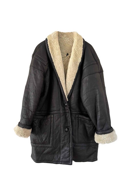 Wool-lined leather coat