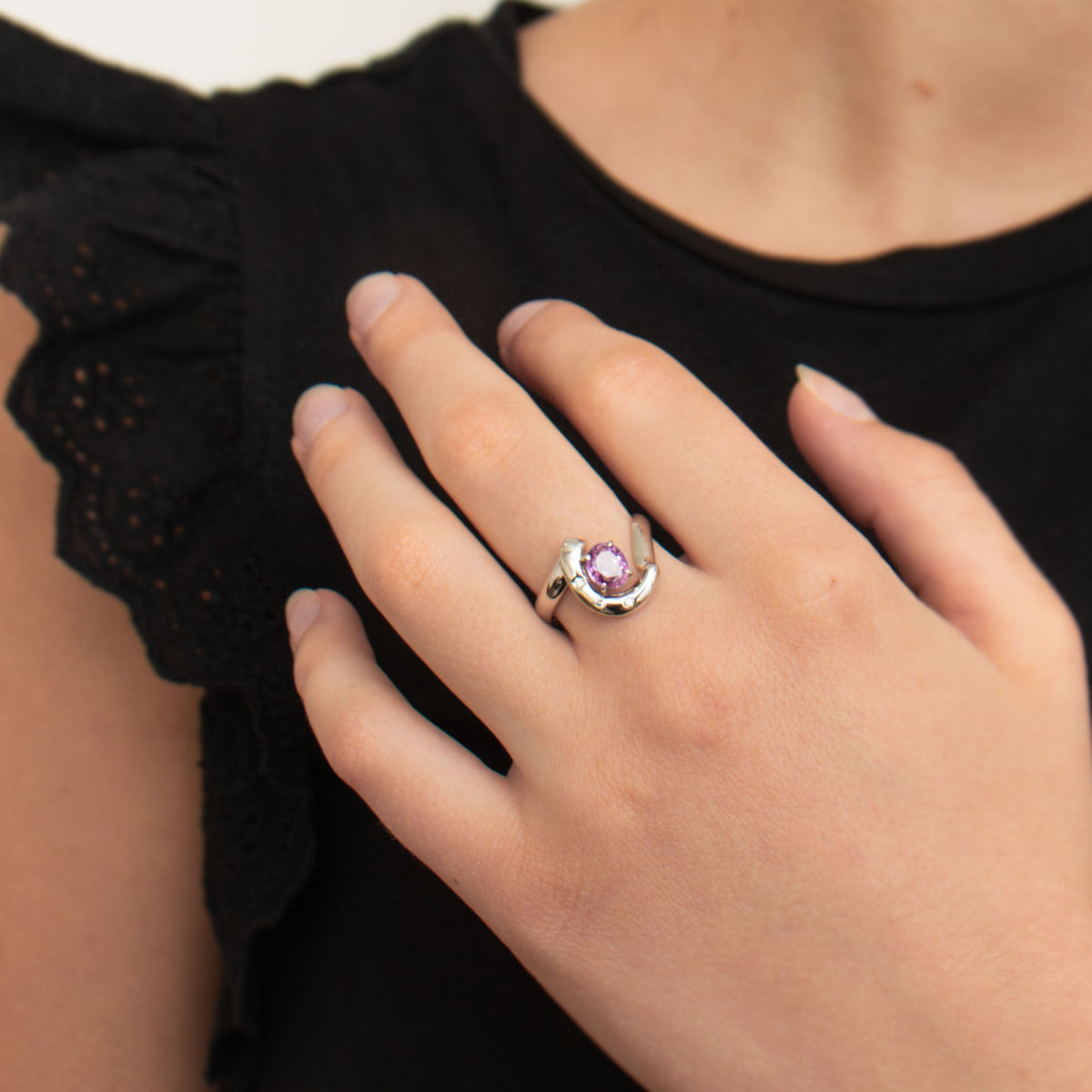 Bague Saphir rose Diamants