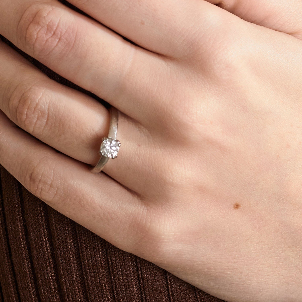 Bague Solitaire Diamant Or Blanc