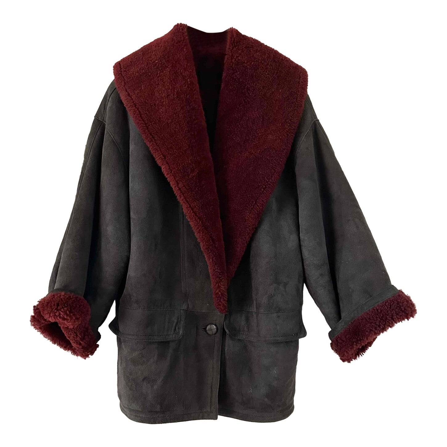 Wool-lined leather coat