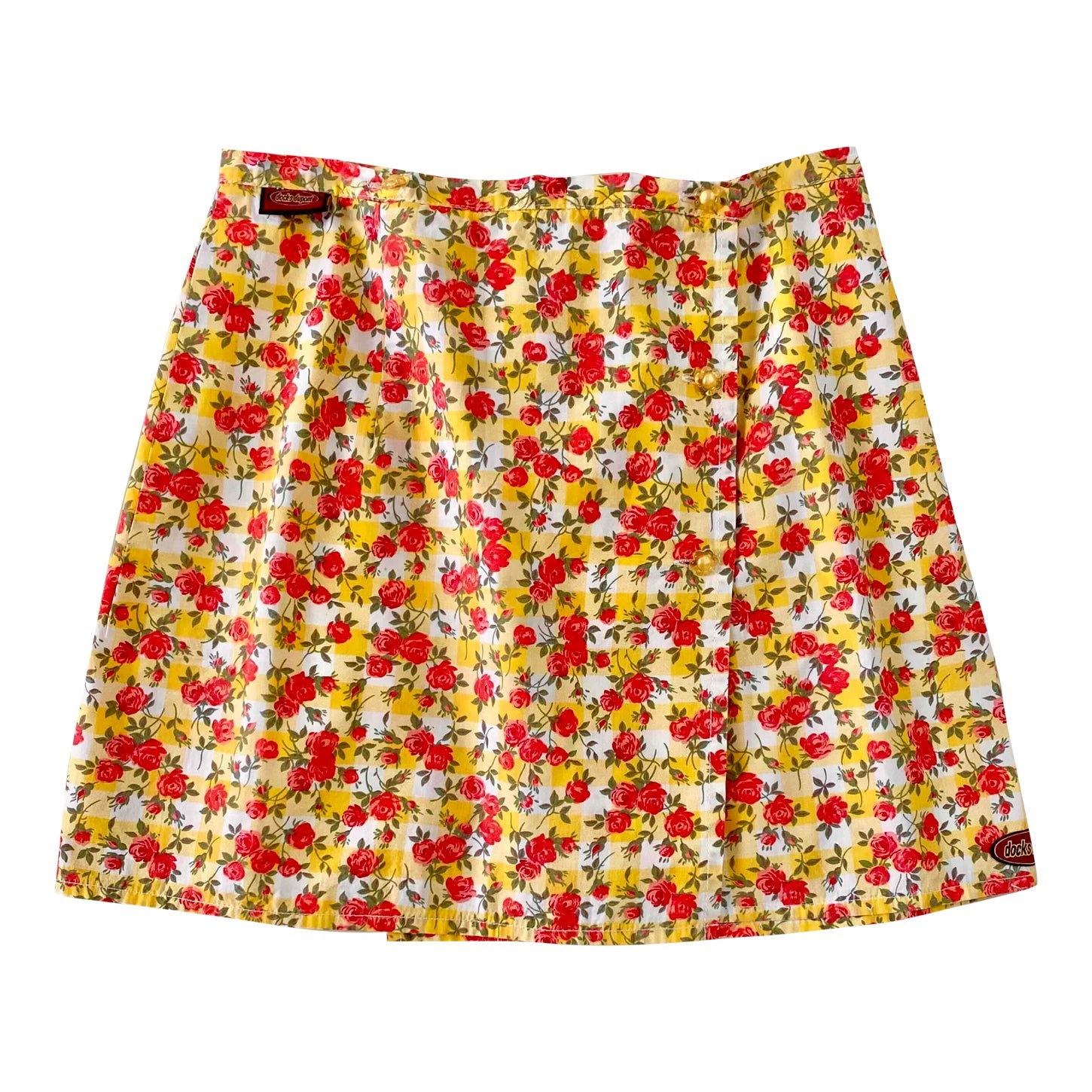 Vichy and floral mini-skirt