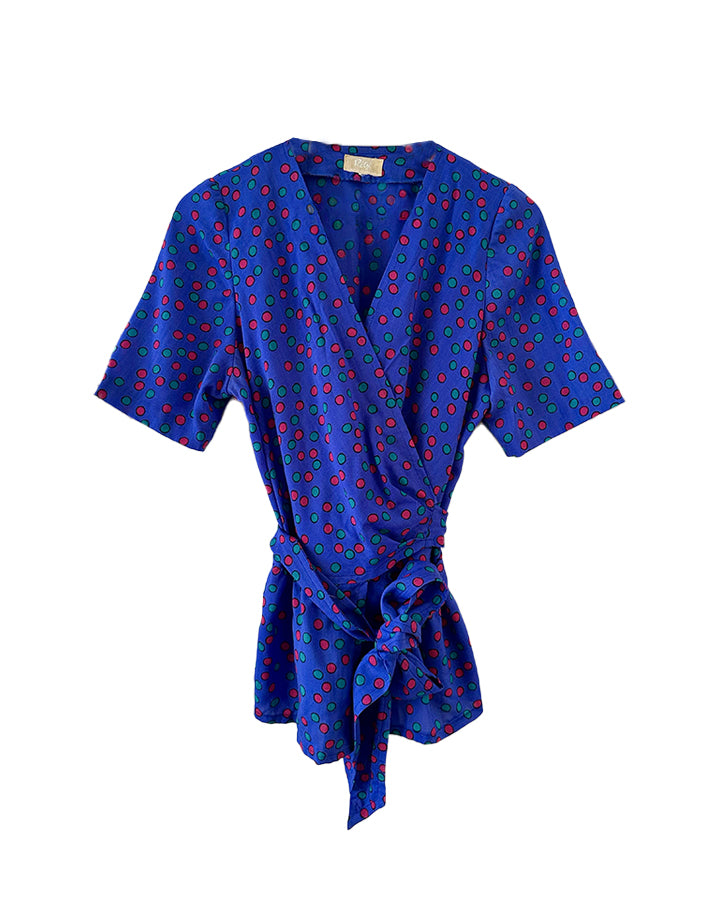 Blouse cache-coeur à pois