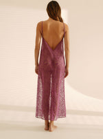 Robe Longue Dark Fuchsia Dentelle