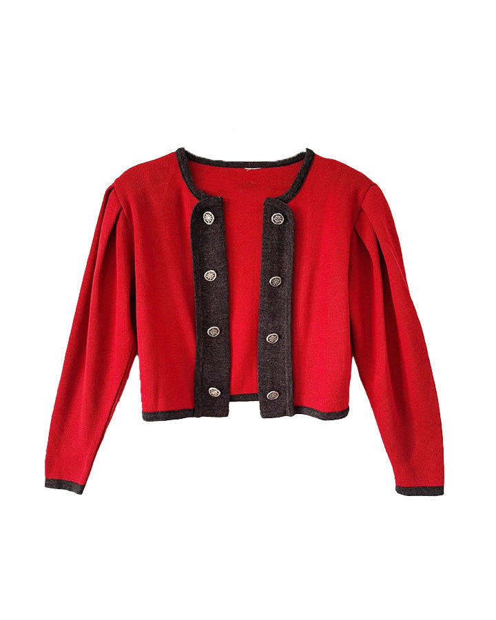 Cardigan Autrichien Laine Rouge