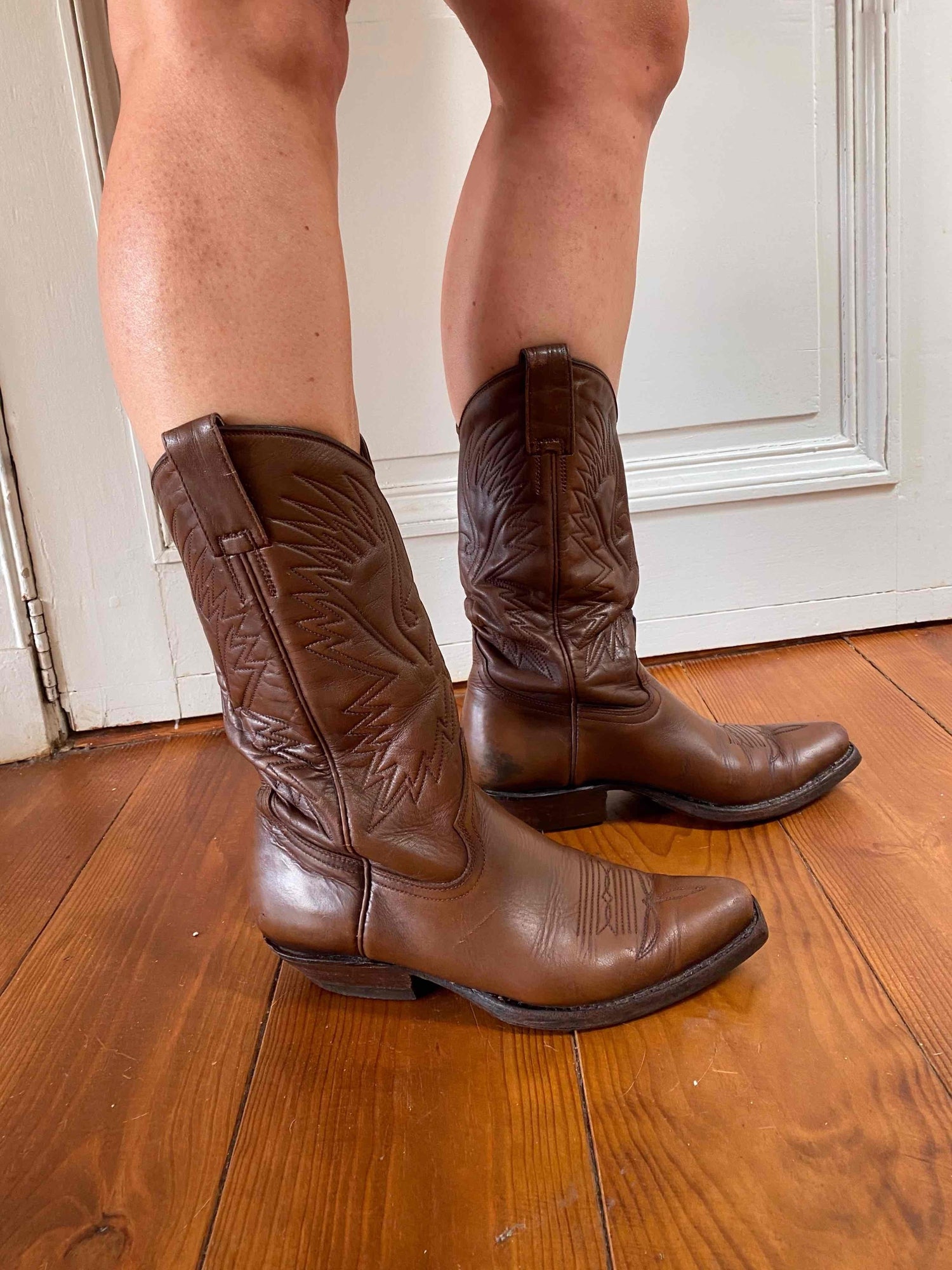 Leather cowboy boots