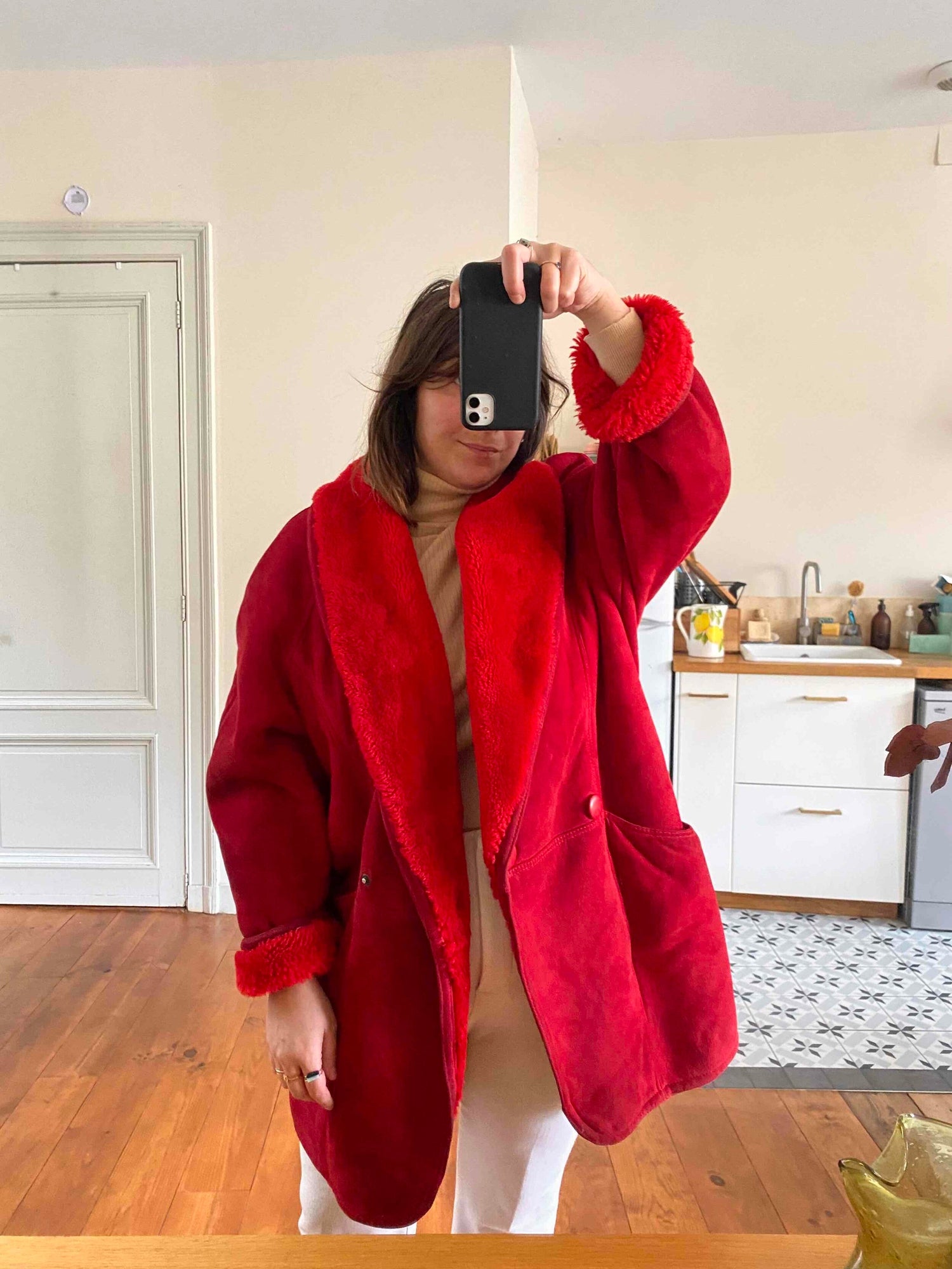 Manteau en peau lainée