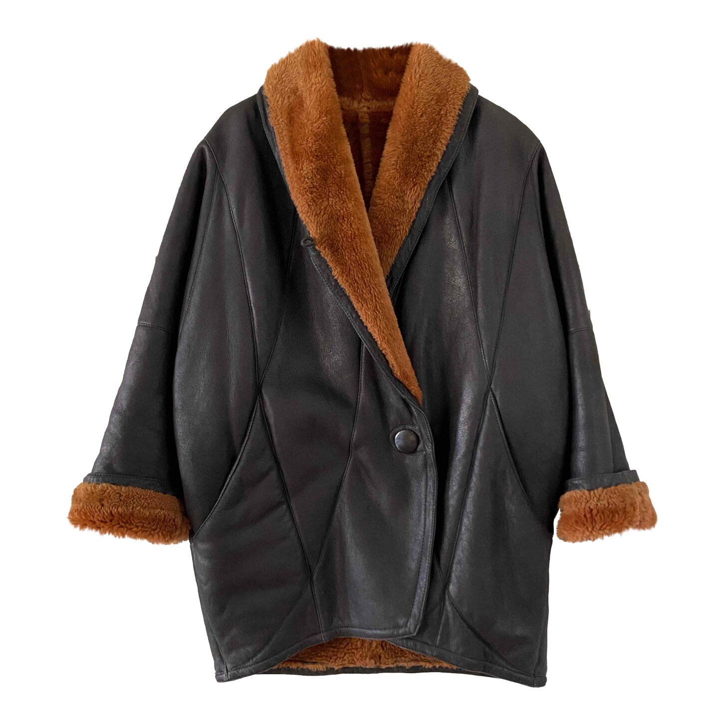 Wool-lined leather coat