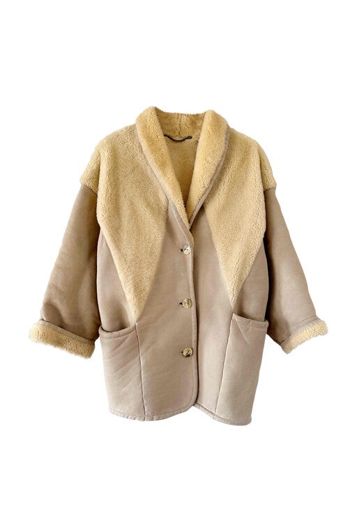 Wool-lined leather coat