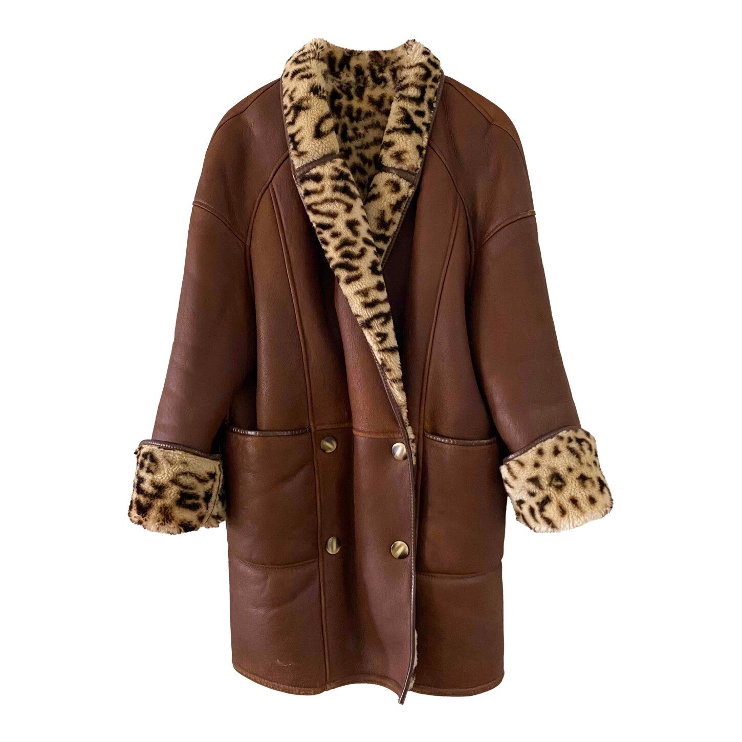 Wool-lined leather coat