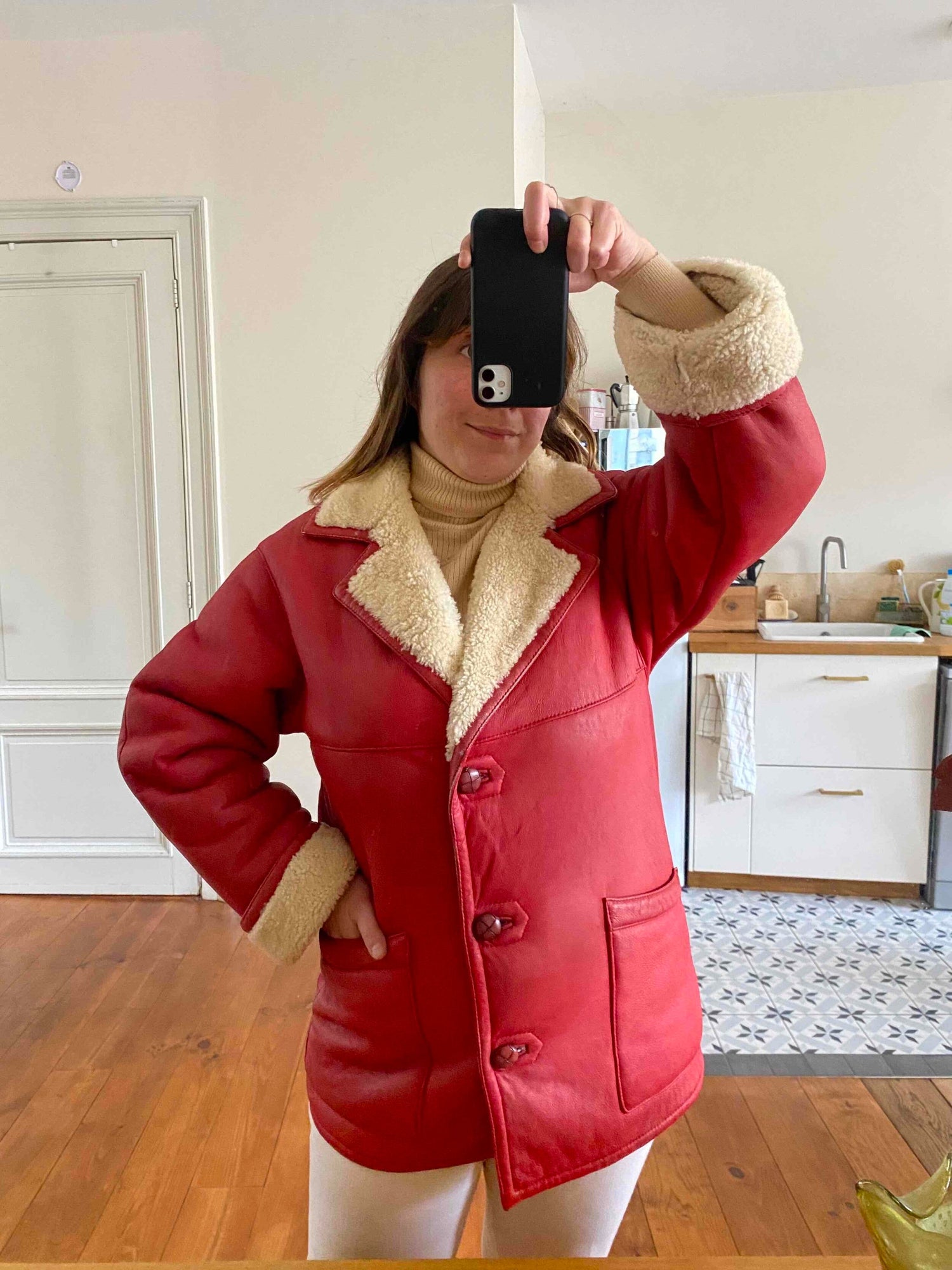 Manteau en peau lainée