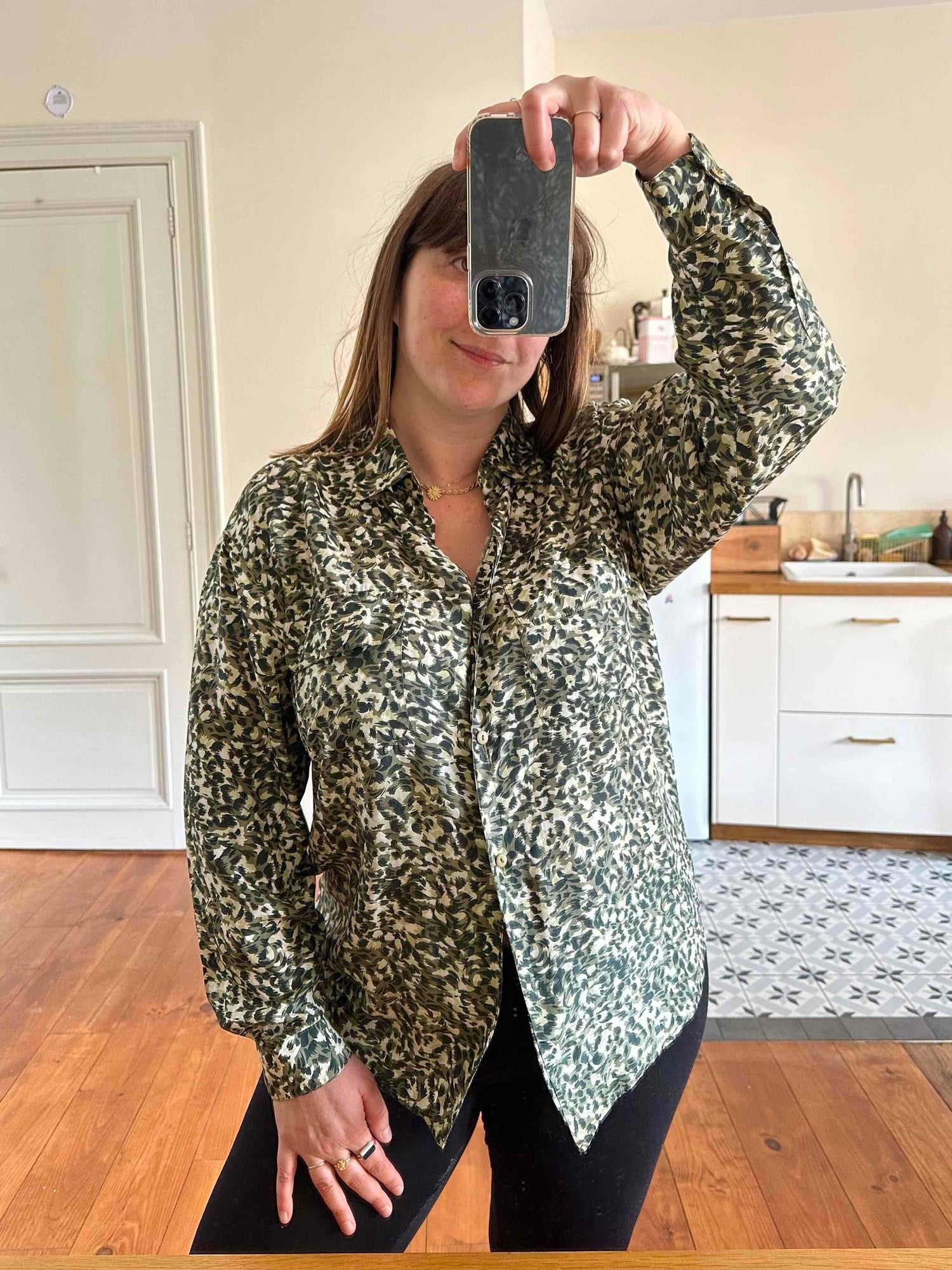 Leopard print silk shirt
