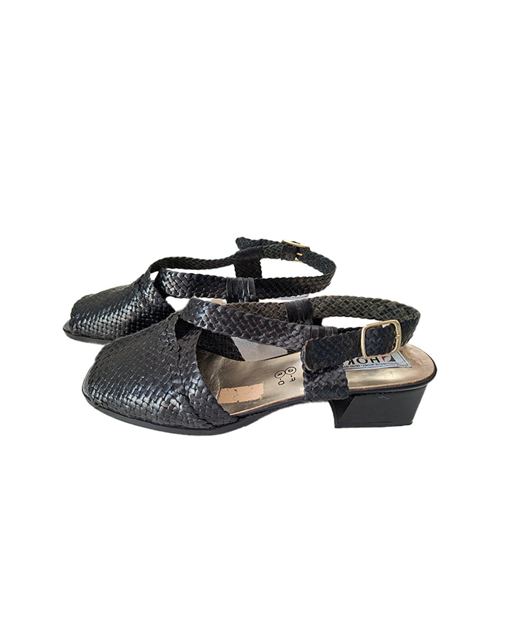 Sandales en cuir tressé noir