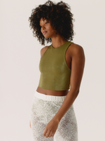 Top Shiny Kaki Crop Top