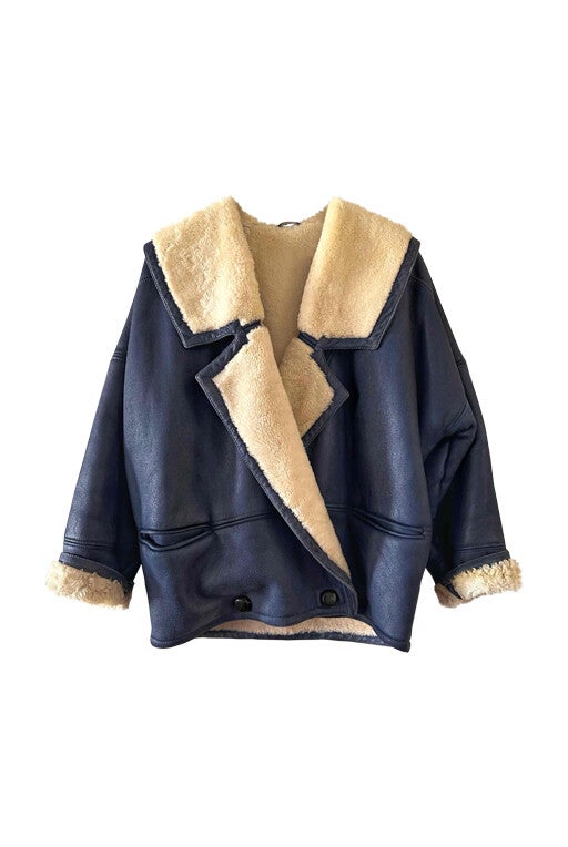 Wool-lined leather coat