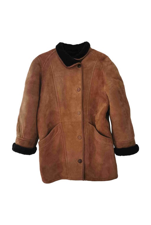 Wool-lined leather coat