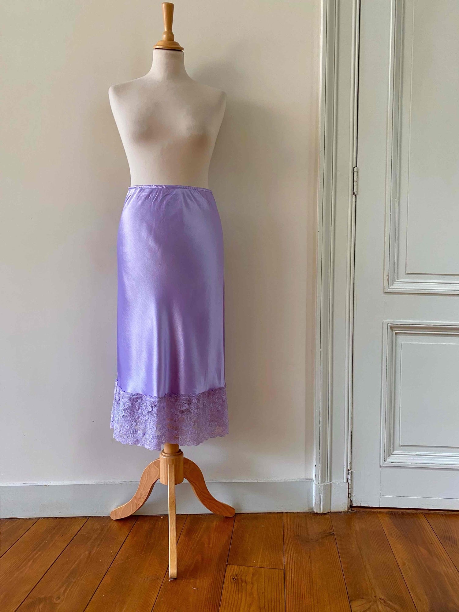 Satin and lace skirt