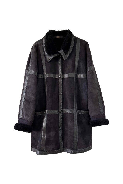 Wool-lined leather coat