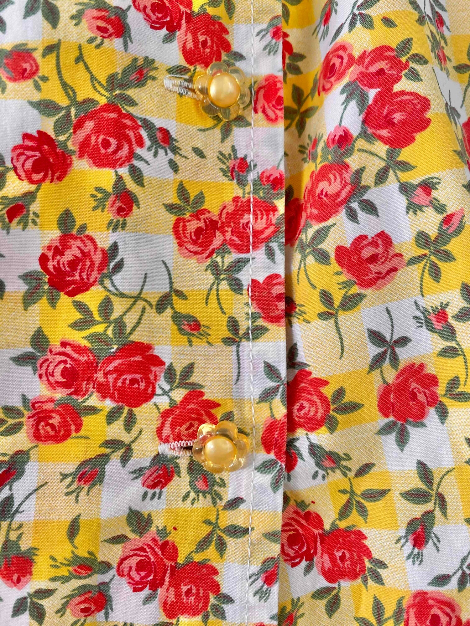 Vichy and floral mini-skirt