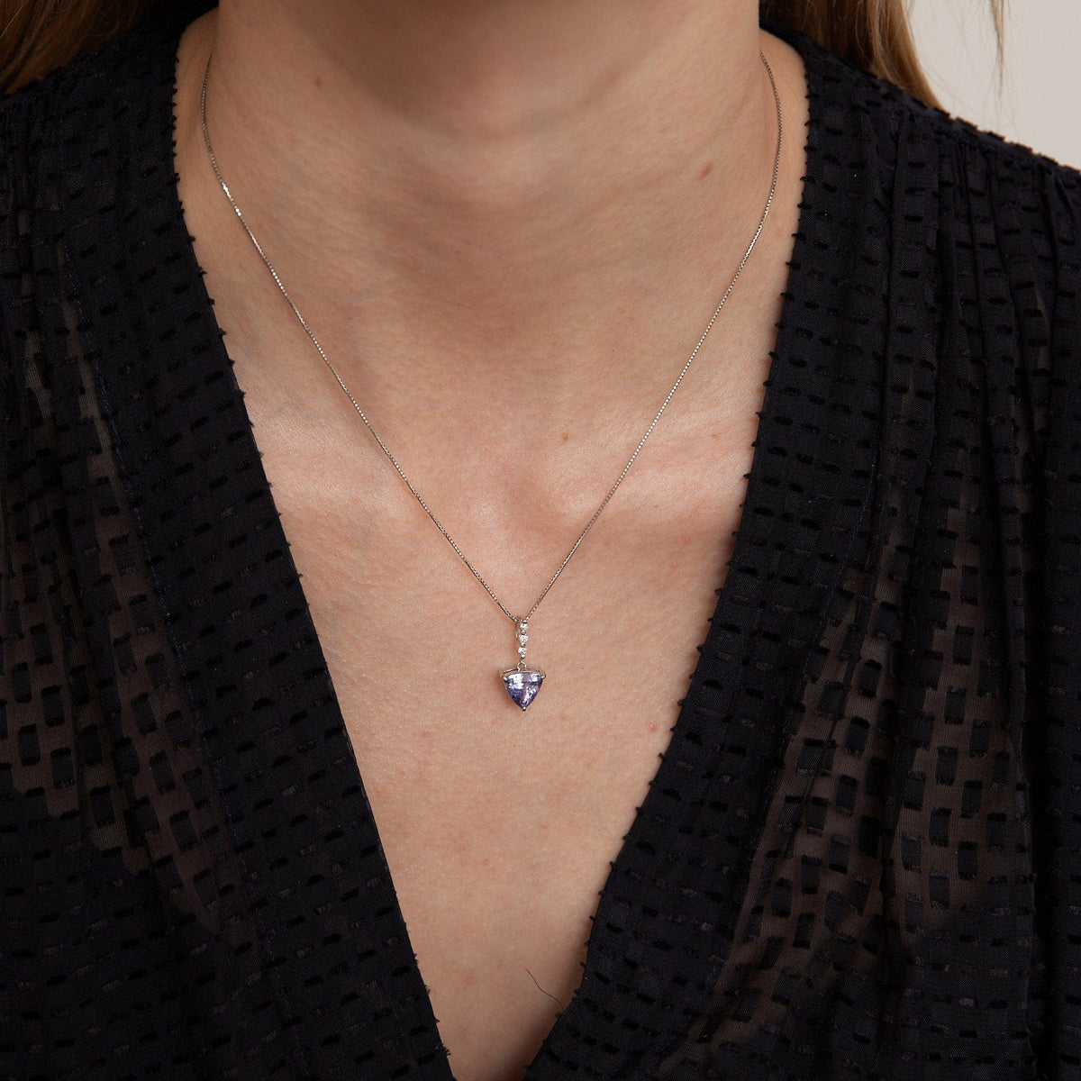 Collier Pendentif Tanzanite Diamants
