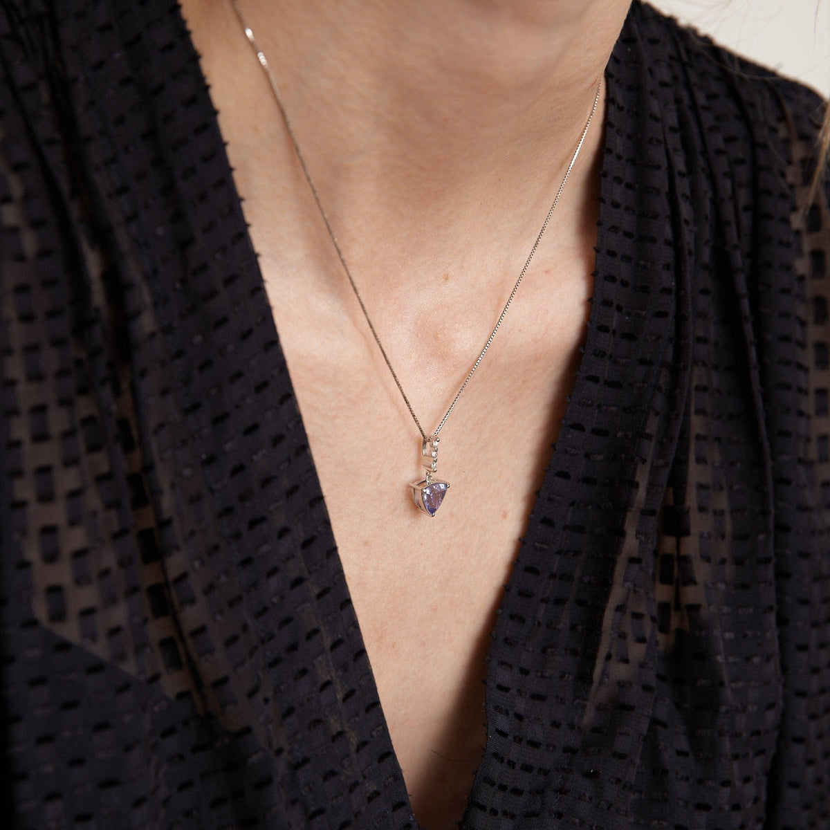 Collier Pendentif Tanzanite Diamants