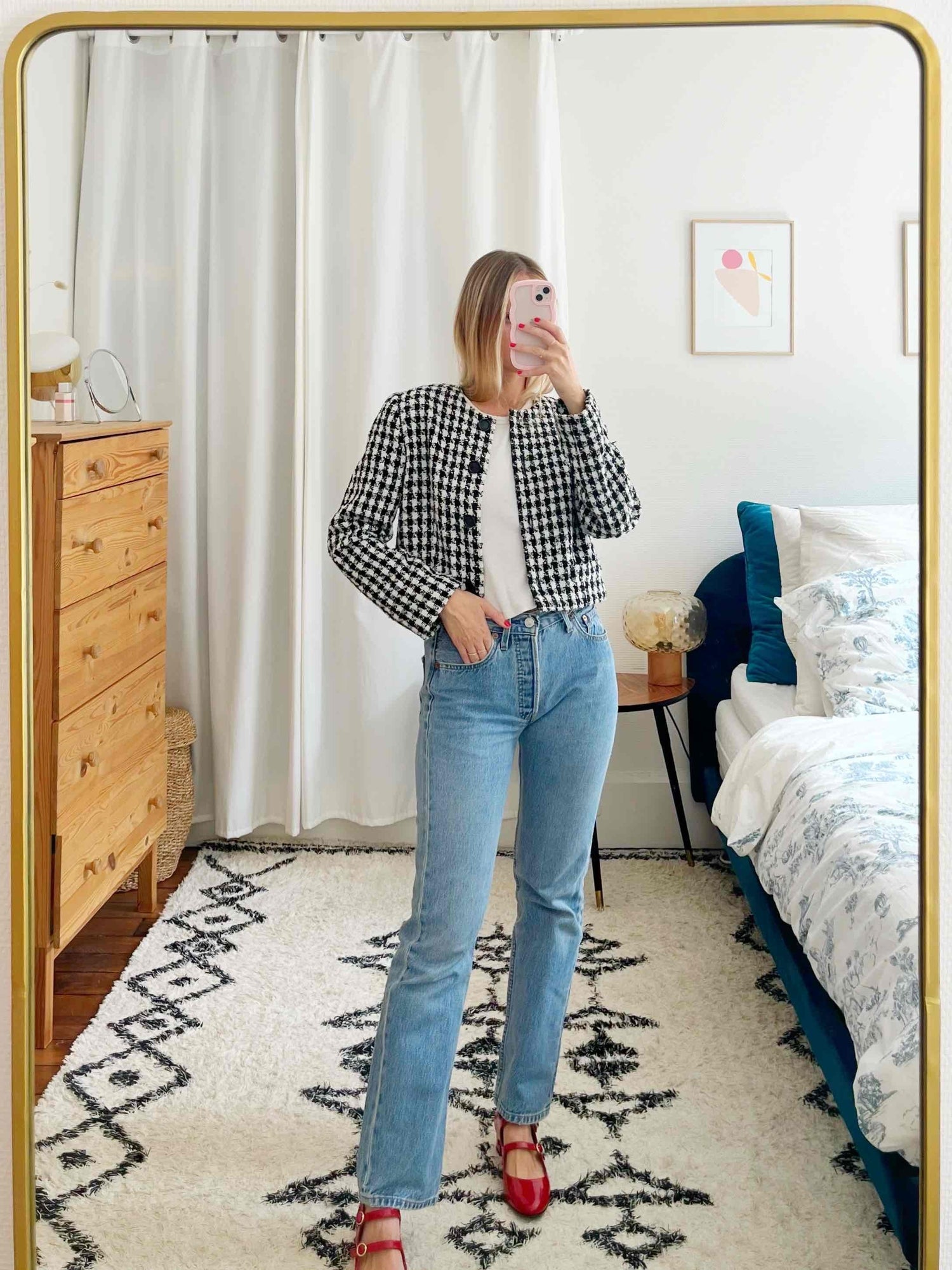 Veste courte pied de poule