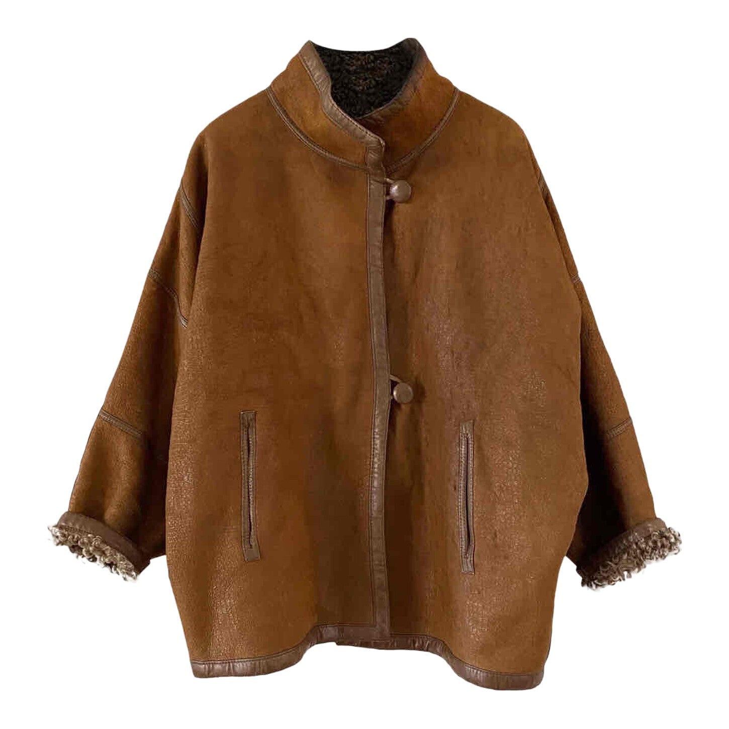 Wool-lined leather coat